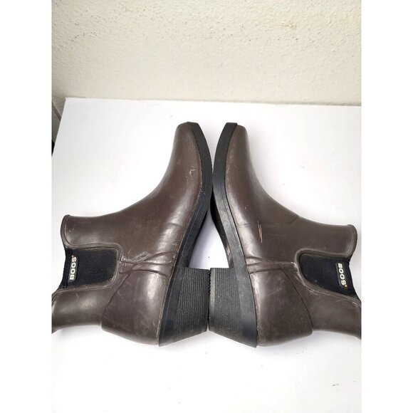 Bogs valerie Women's Brown Ankle Rubber Heel Pump Rain Boots Size 8 - Picture 7 of 12